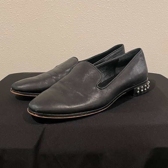 Vince Camuto Shoes - Black Vince Camuto Leather Loafers with Studs